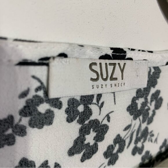 Suzy Shier XS Viscose Microfloral Bubble Sleeve Blouse - Picture 4 of 7